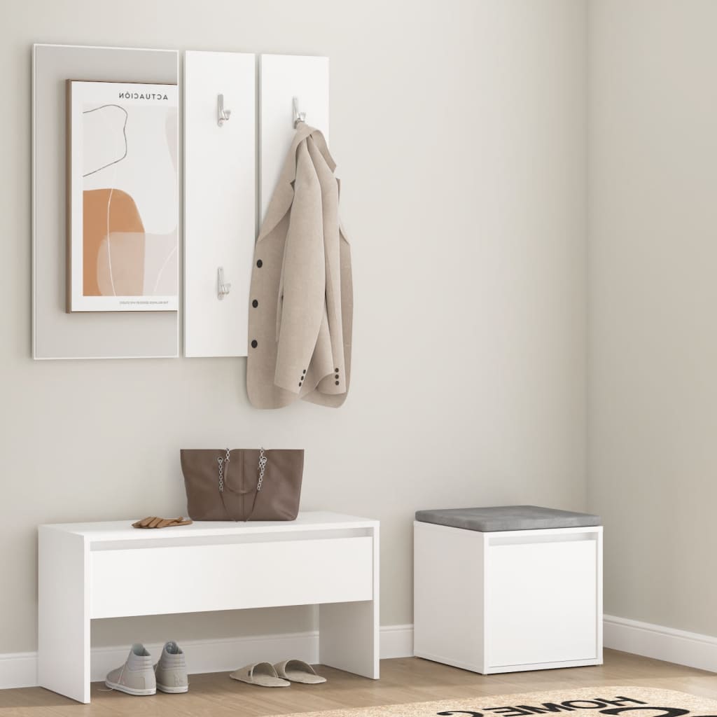 vidaXL Conjunto de móveis de corredor derivados de madeira branco