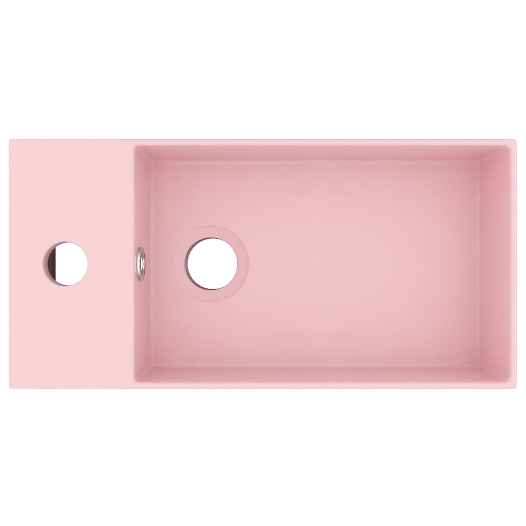 vidaXL Lavatório WC c/ extravasamento cerâmica rosa mate