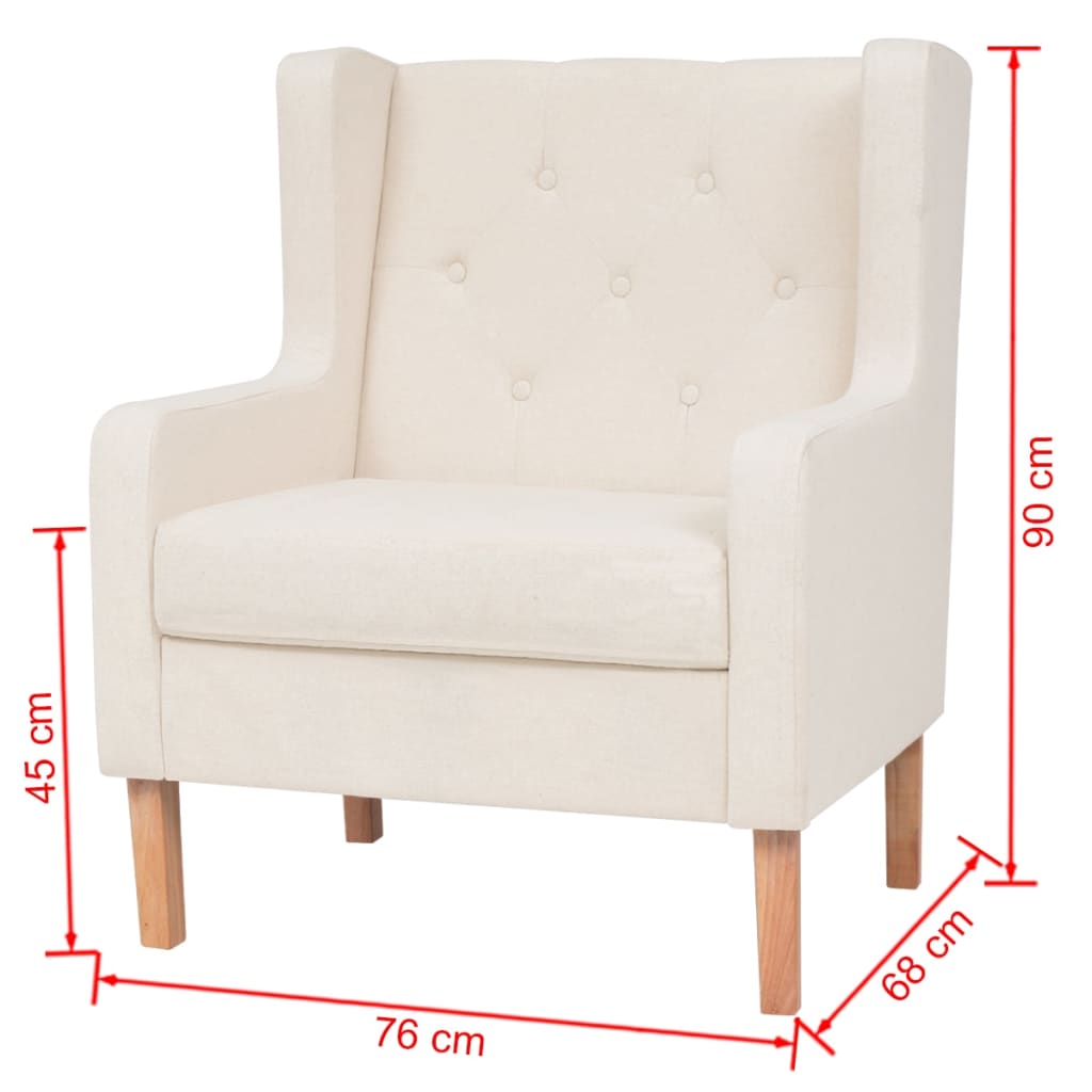 vidaXL Conjunto de sofás 3 pcs tecido branco nata