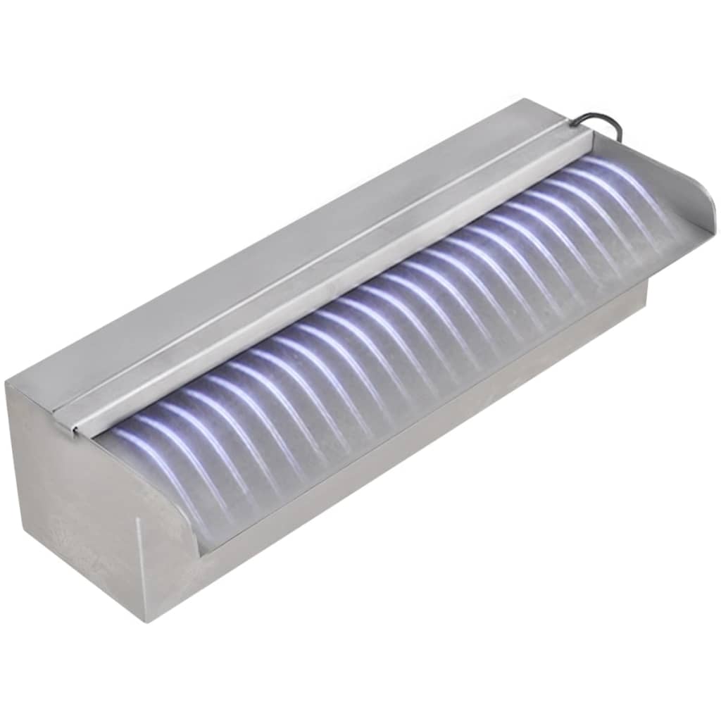 vidaXL Fonte para piscina retangular com LEDs 30 cm aço inoxidável