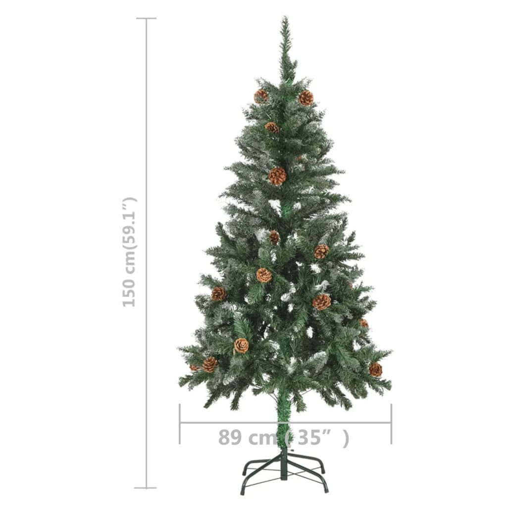 vidaXL Árvore de Natal pré-iluminada com pinhas 150 cm