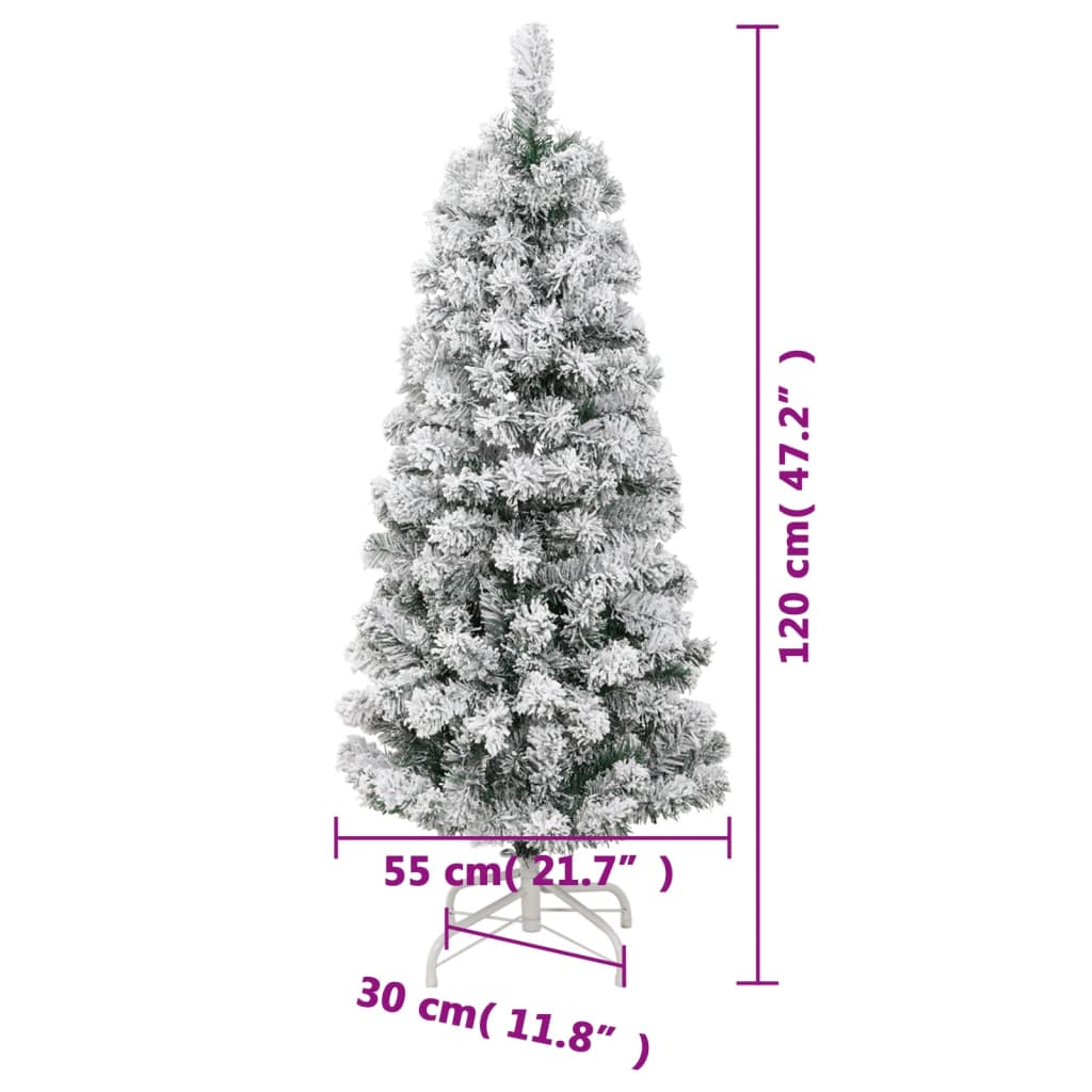 vidaXL Árvore de Natal artificial articulada c/ flocos de neve 120 cm