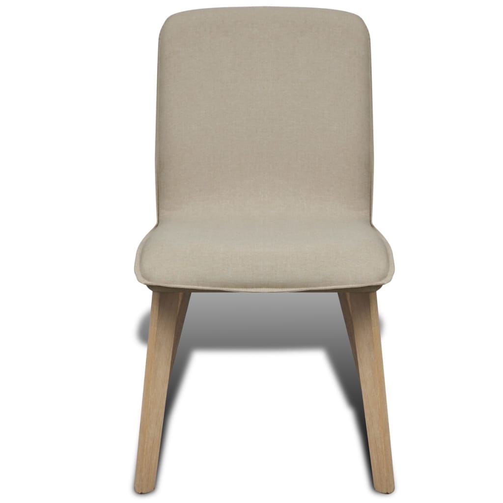vidaXL Cadeiras jantar 2 pcs tecido bege e madeira de carvalho maciça