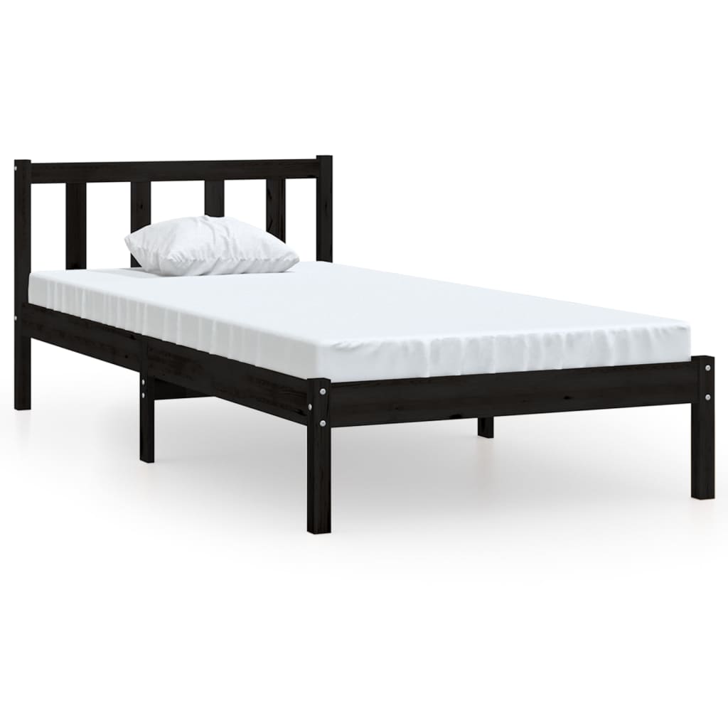 vidaXL Estrutura de cama 90x200 cm pinho maciço preto