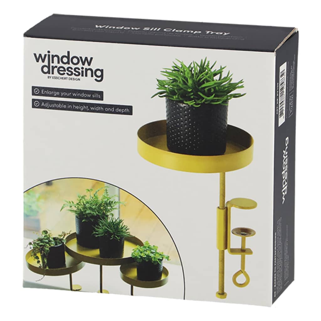Esschert Design Tabuleiro p/ plantas redondo com braçadeira S dourado