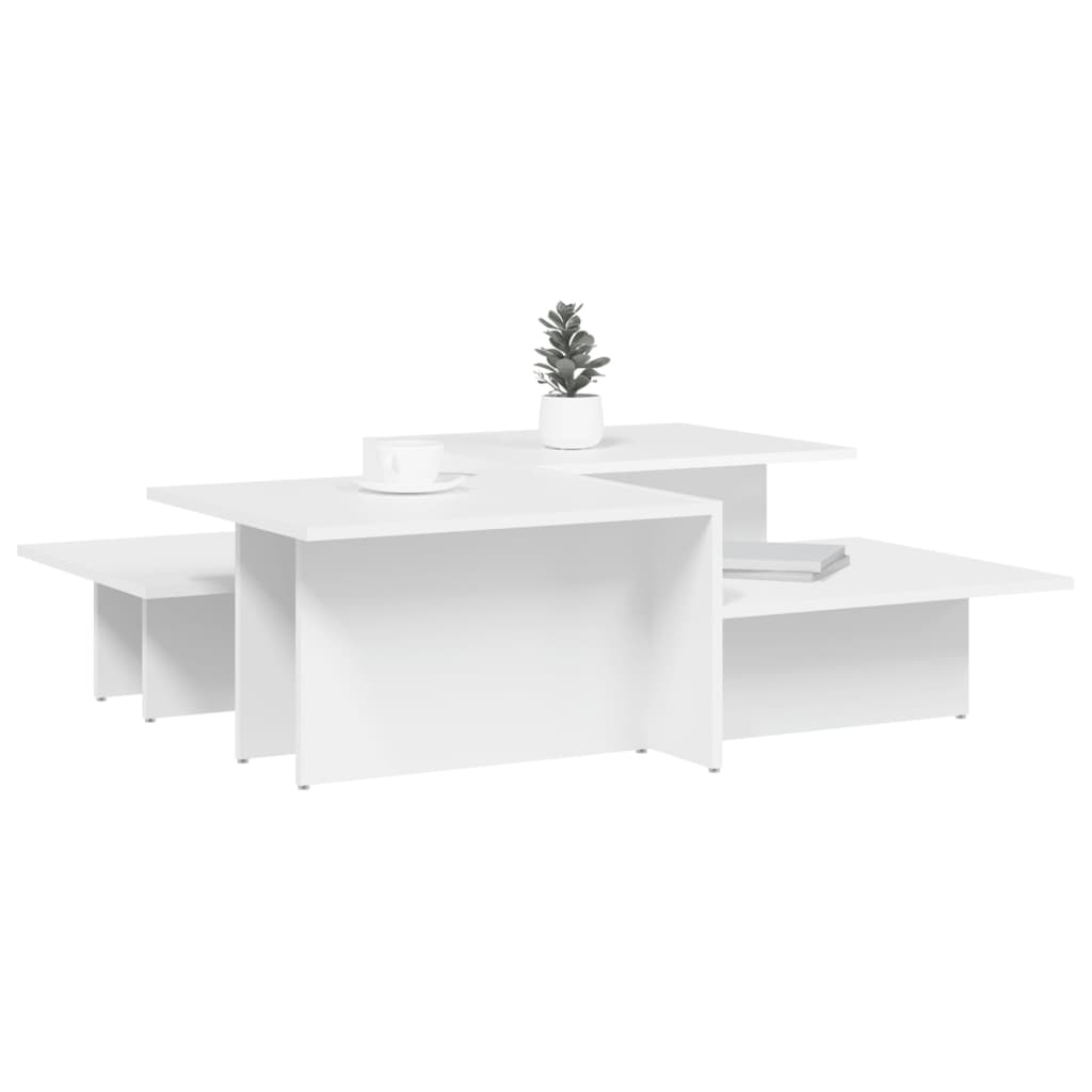 vidaXL Mesas de centro 2 pcs derivados de madeira branco