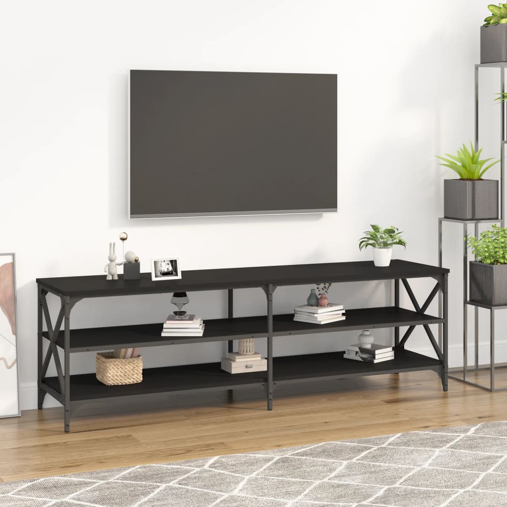 vidaXL Móvel de TV 160x40x50 cm derivados de madeira preto
