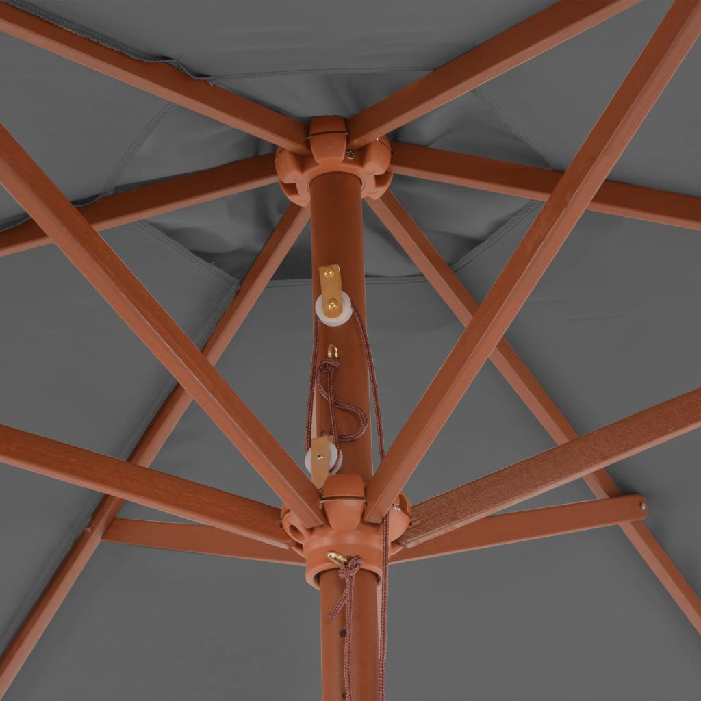 vidaXL Guarda-sol de exterior c/ mastro de madeira 270 cm antracite