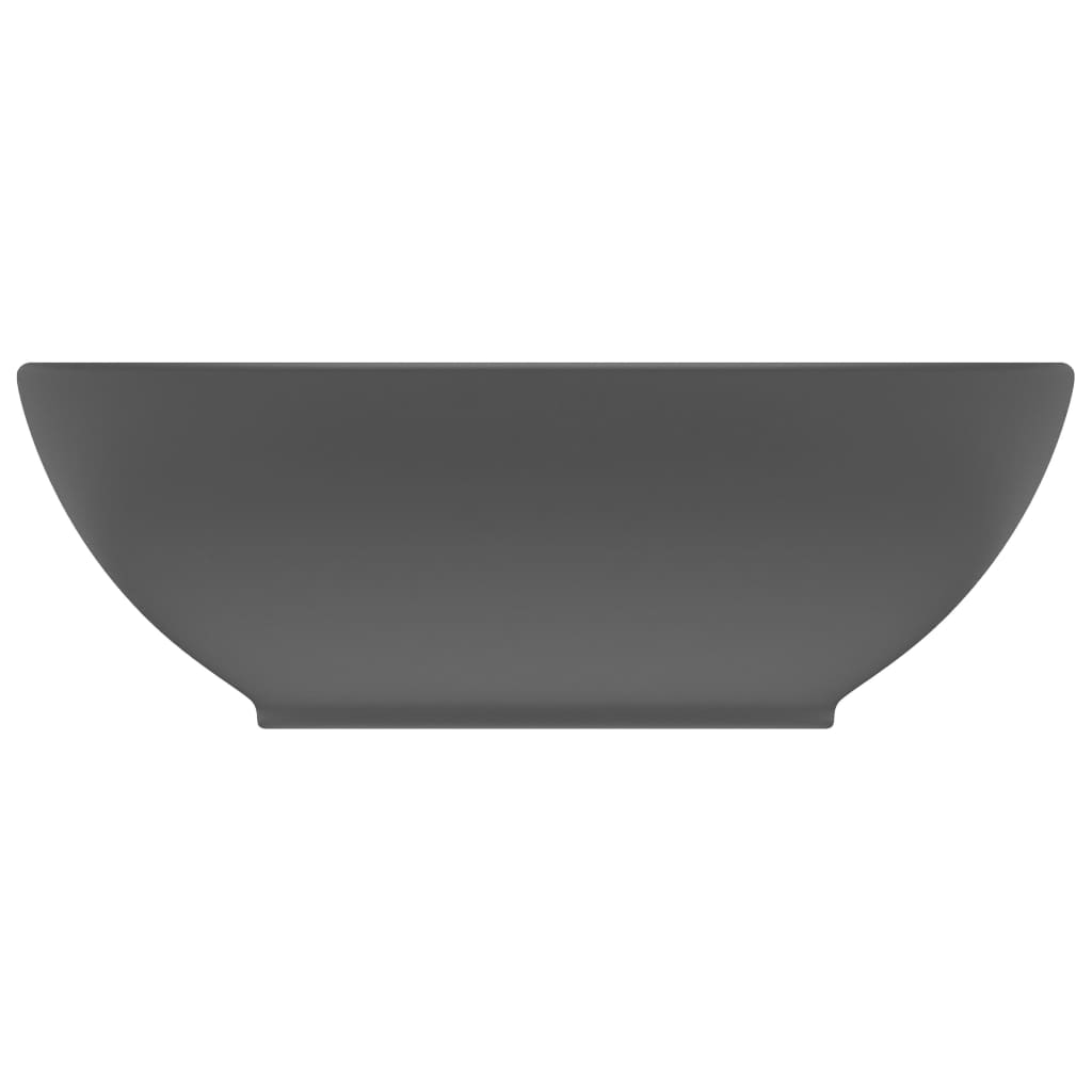 vidaXL Lavatório luxuoso oval 40x33cm cerâmica cinzento-escuro mate