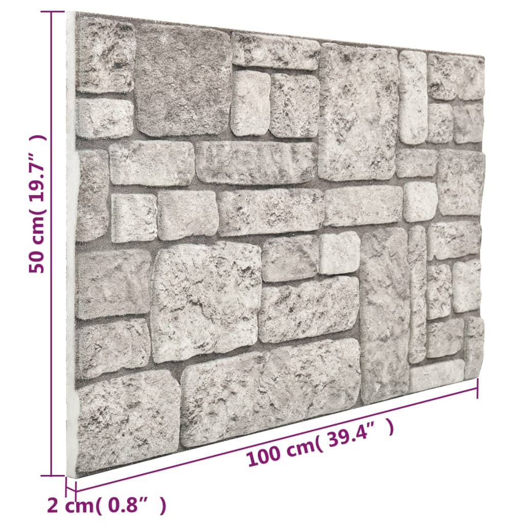 vidaXL Painéis de parede 3D com design de tijolos cinzentos 10 pcs EPS