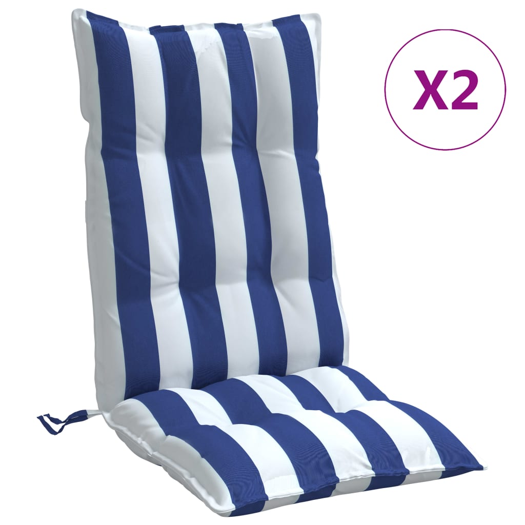 vidaXL Almofadões cadeira encosto alto 2 pcs tecido oxford azul/branco