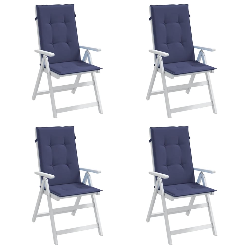 vidaXL Almofadões cadeira encosto alto 4pcs tecido azul-marinho