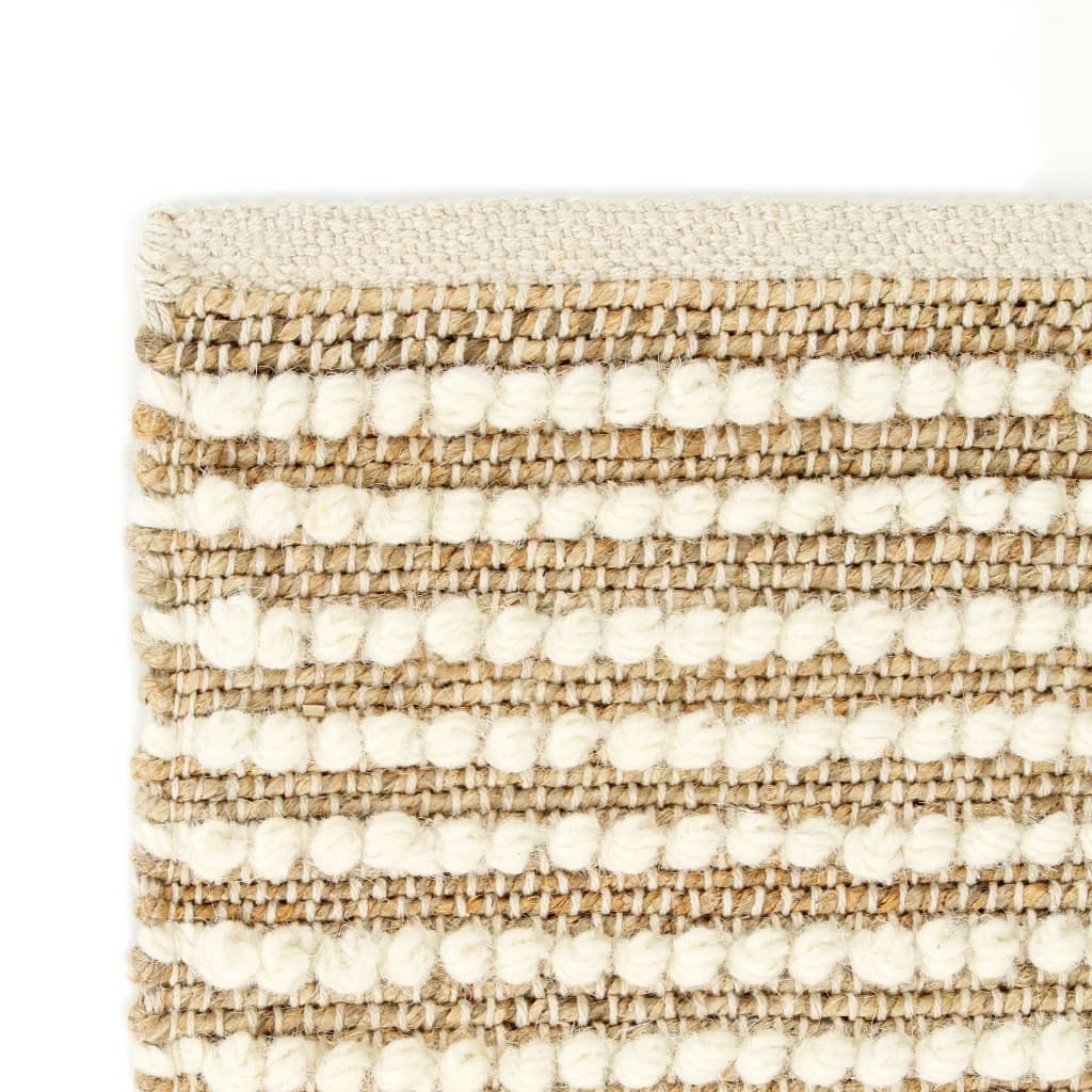 vidaXL Tapete 120x170 cm cânhamo lã natural/branco