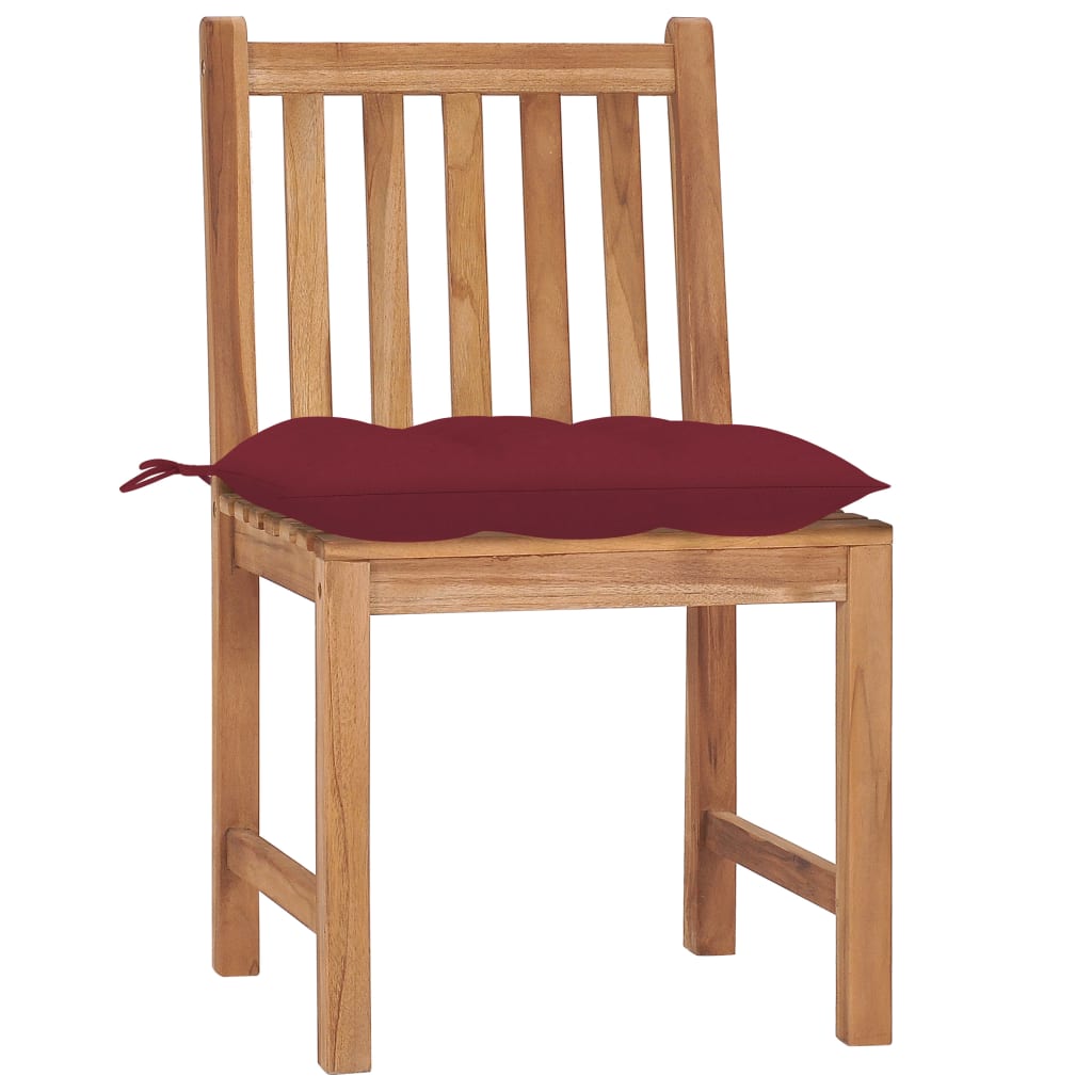 vidaXL Cadeiras de jardim c/ almofadões 2 pcs madeira de teca maciça
