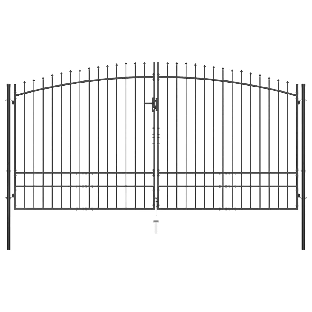 vidaXL Portão de cerca com porta dupla e topo em lanças 400x248 cm