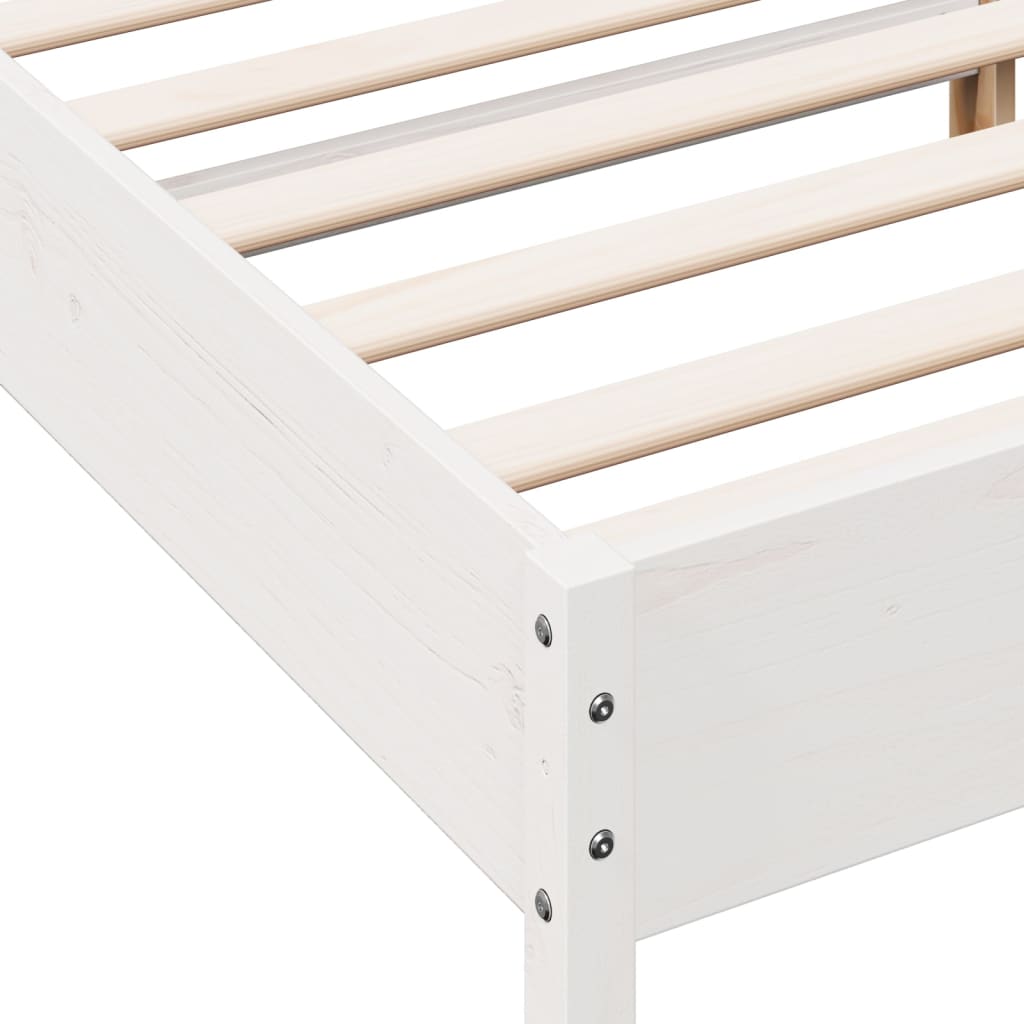 vidaXL Estrutura de cama com cabeceira 180x200cm pinho maciço branco