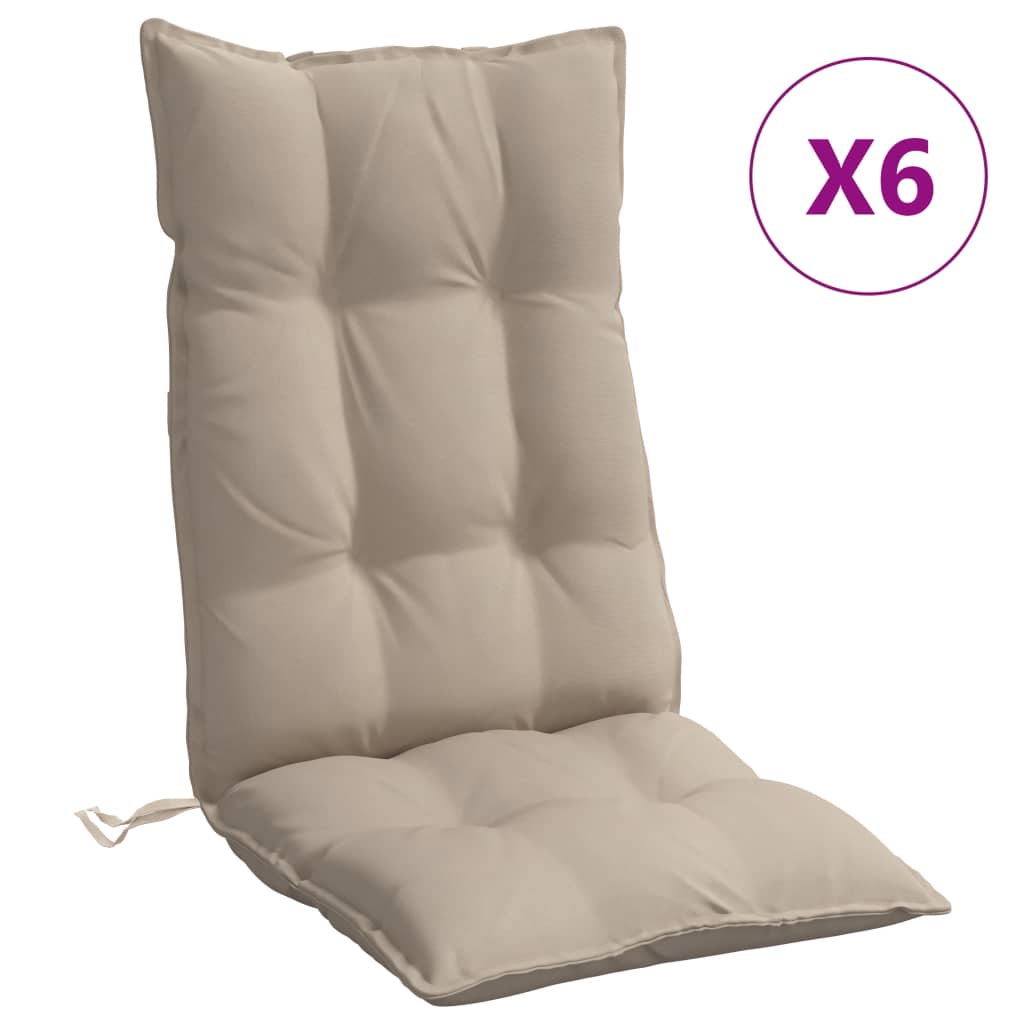 vidaXL Almofadões cadeira encosto alto 6pcs oxford cinza-acastanhado