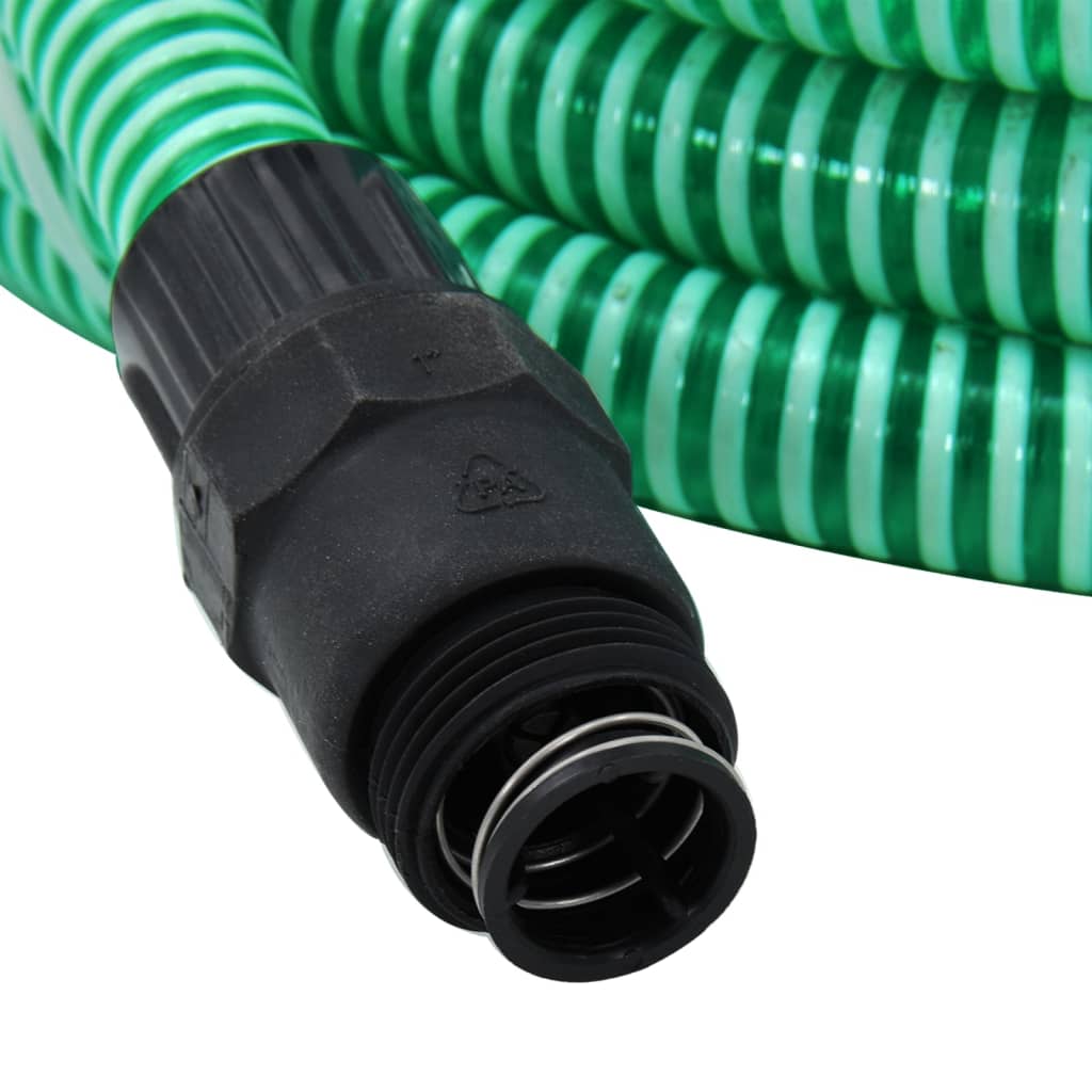 vidaXL Mangueira de sucção com conectores de PVC 1" 7 m PVC verde