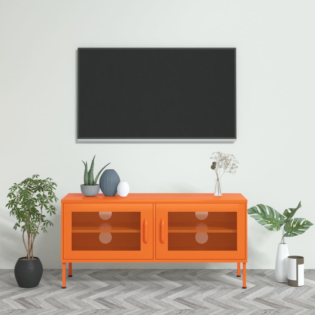 vidaXL Móvel de TV aço 105x35x50 cm laranja