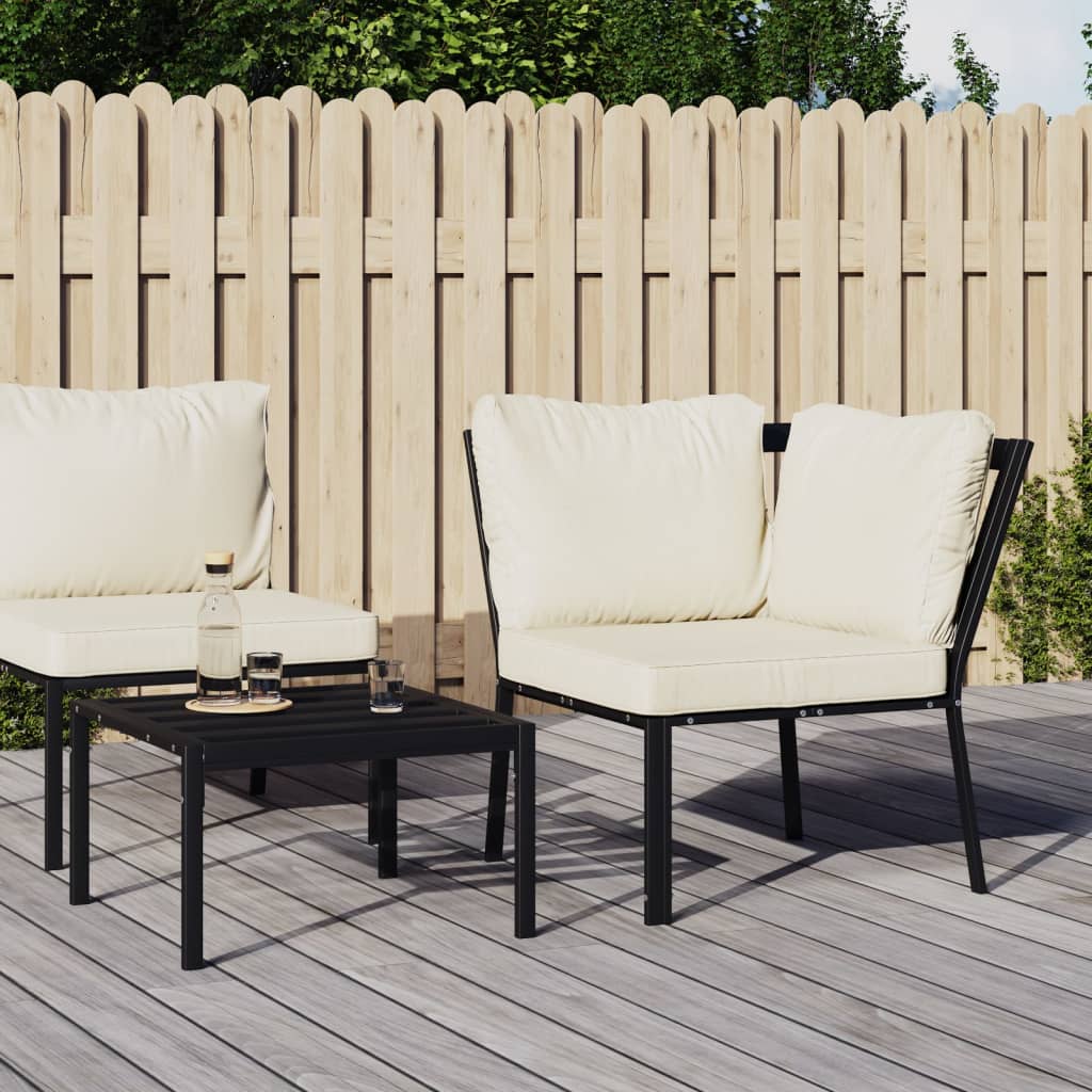 vidaXL Cadeira de jardim com almofadões cor areia 76x76x79 cm aço
