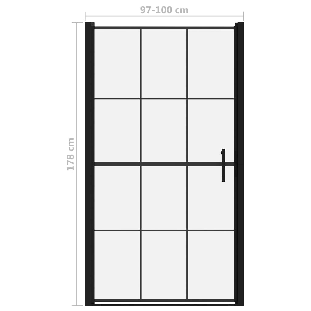 vidaXL Porta de chuveiro vidro temperado 100x178 cm preto