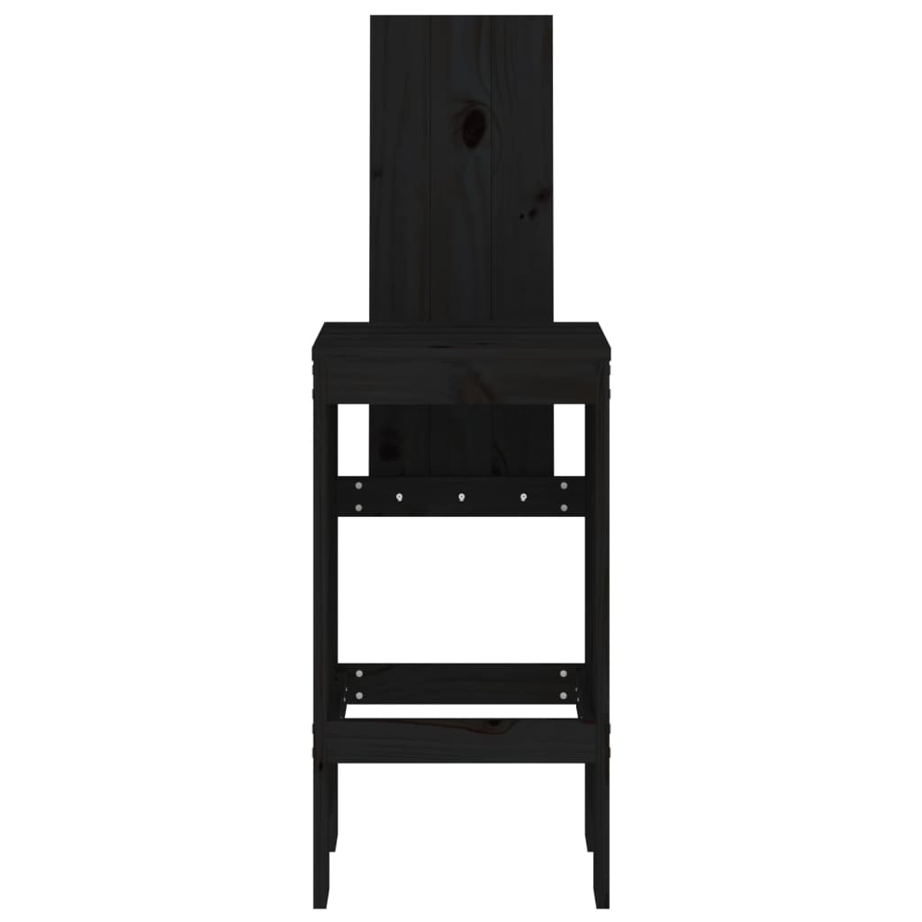 vidaXL Cadeiras de bar 2 pcs 40x42x120 cm pinho maciço preto
