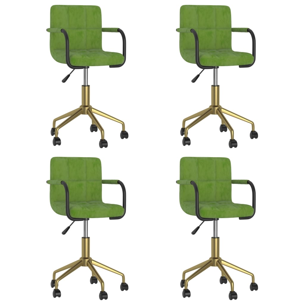 vidaXL Cadeiras de jantar giratórias 4 pcs veludo verde-claro