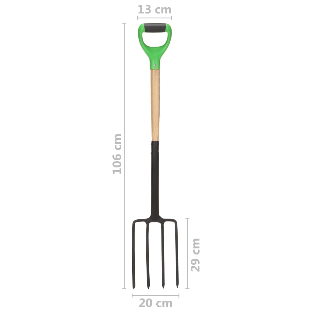 vidaXL Conjunto de ferramentas de jardim 4 pcs pega em D aço e madeira
