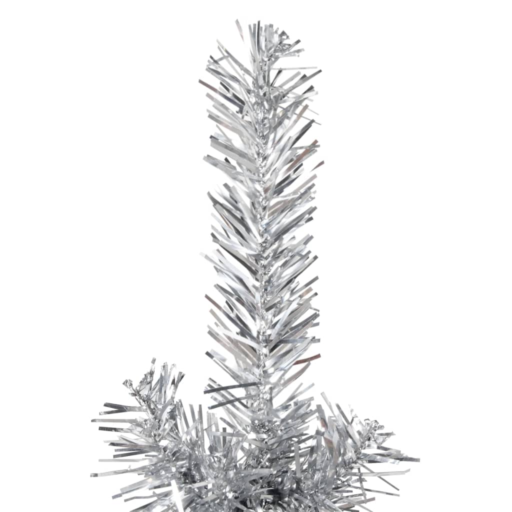 vidaXL Meia árvore de Natal fina com suporte 150 cm prateado