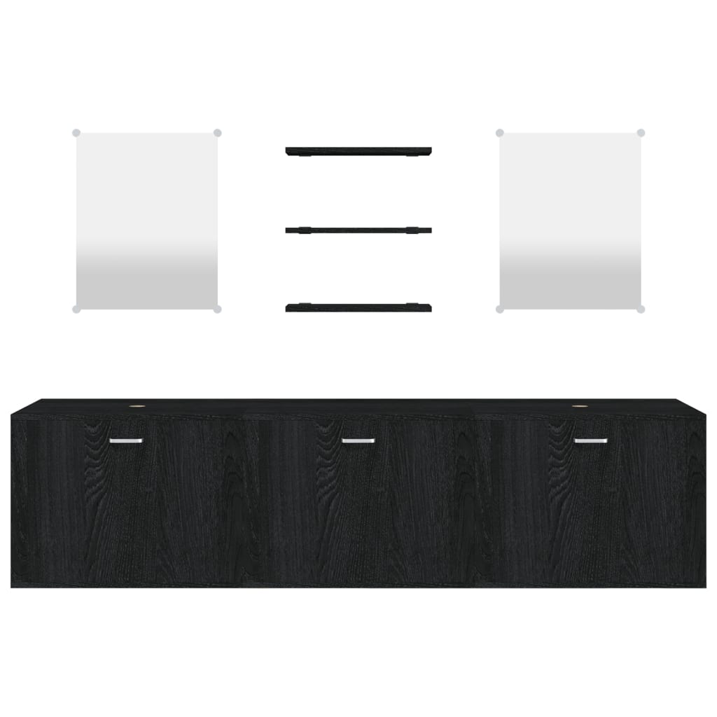 vidaXL 6 pcs conj. móveis de casa de banho derivados de madeira preto
