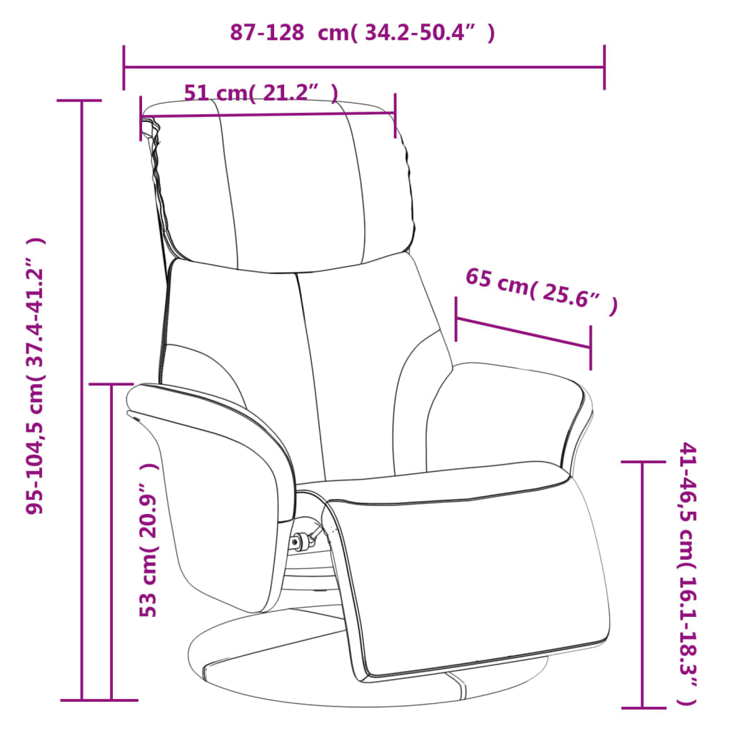 vidaXL Poltrona reclinável c/ apoio de pés couro artificial castanho