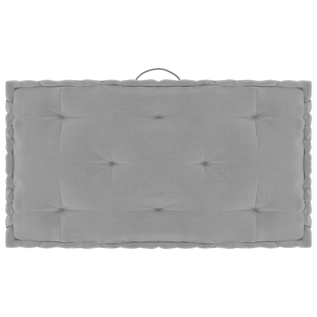 vidaXL Almofadões para sofá de paletes 4 pcs algodão cinzento