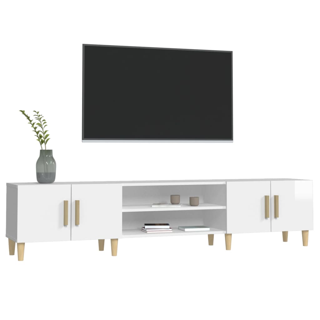 vidaXL Móvel de TV 180x31,5x40cm derivados de madeira branco brilhante