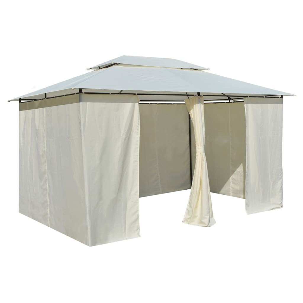 vidaXL Tenda de jardim com cortinas 4x3 m branco