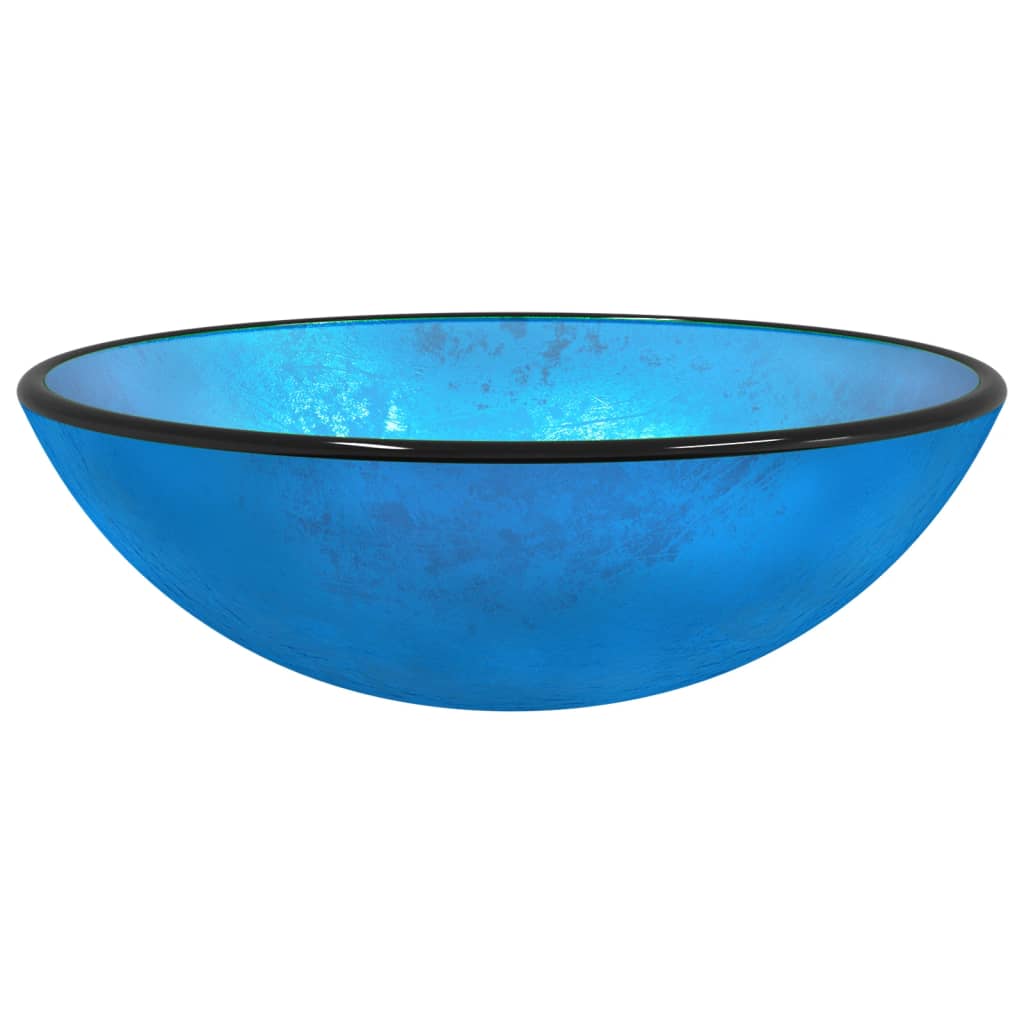 vidaXL Lavatório vidro temperado 42x14 cm azul