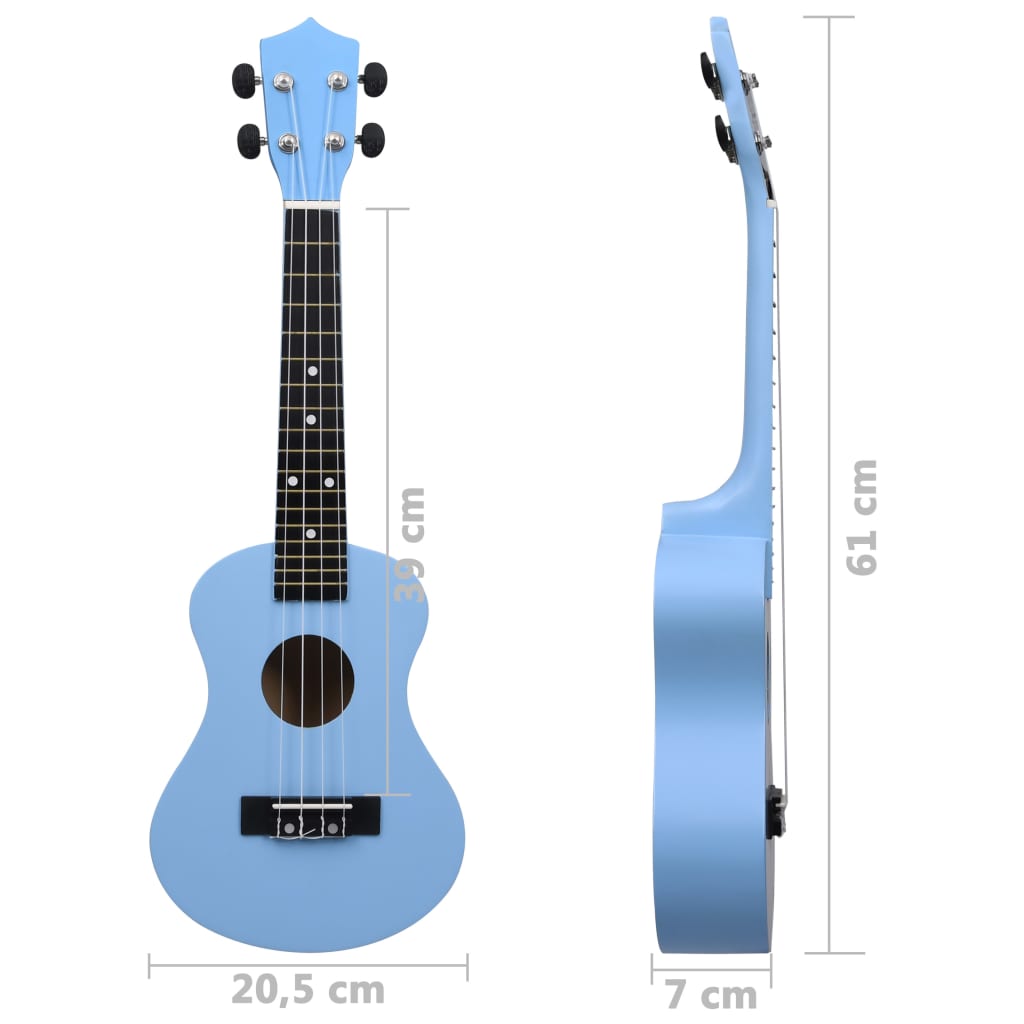 vidaXL Conjunto ukulele soprano infantil com saco 23" azul-bebé
