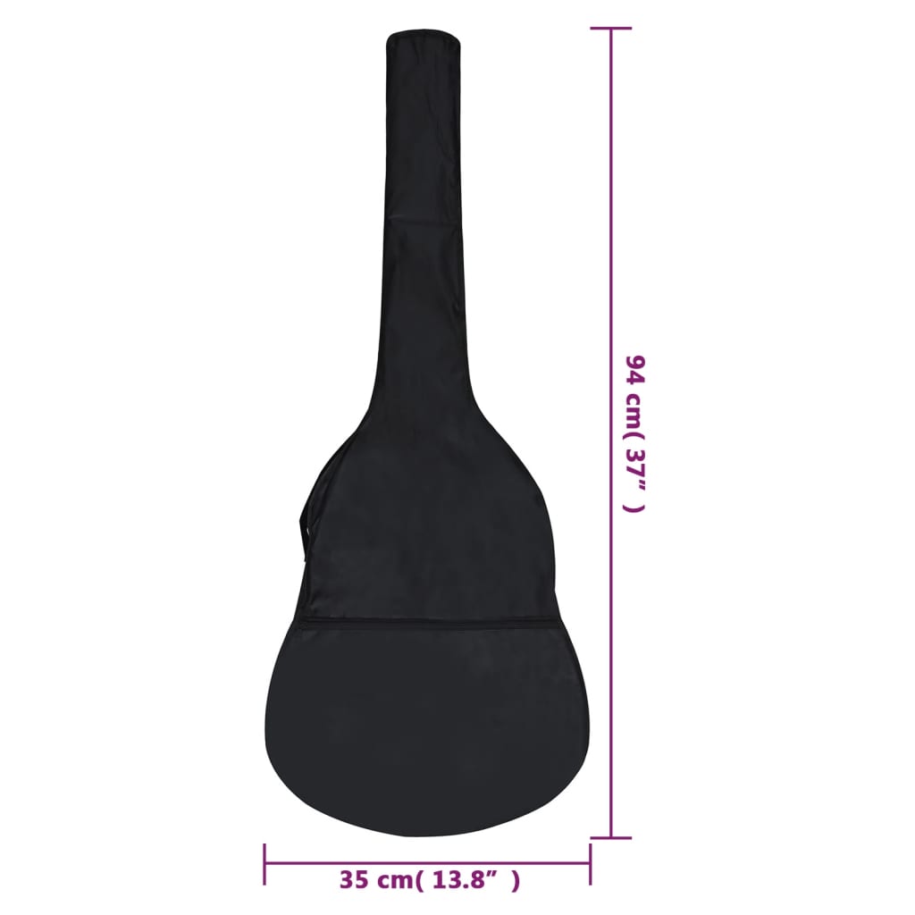 vidaXL Saco guitarra p/ guitarra clássica 1/2 94x35 cm tecido preto