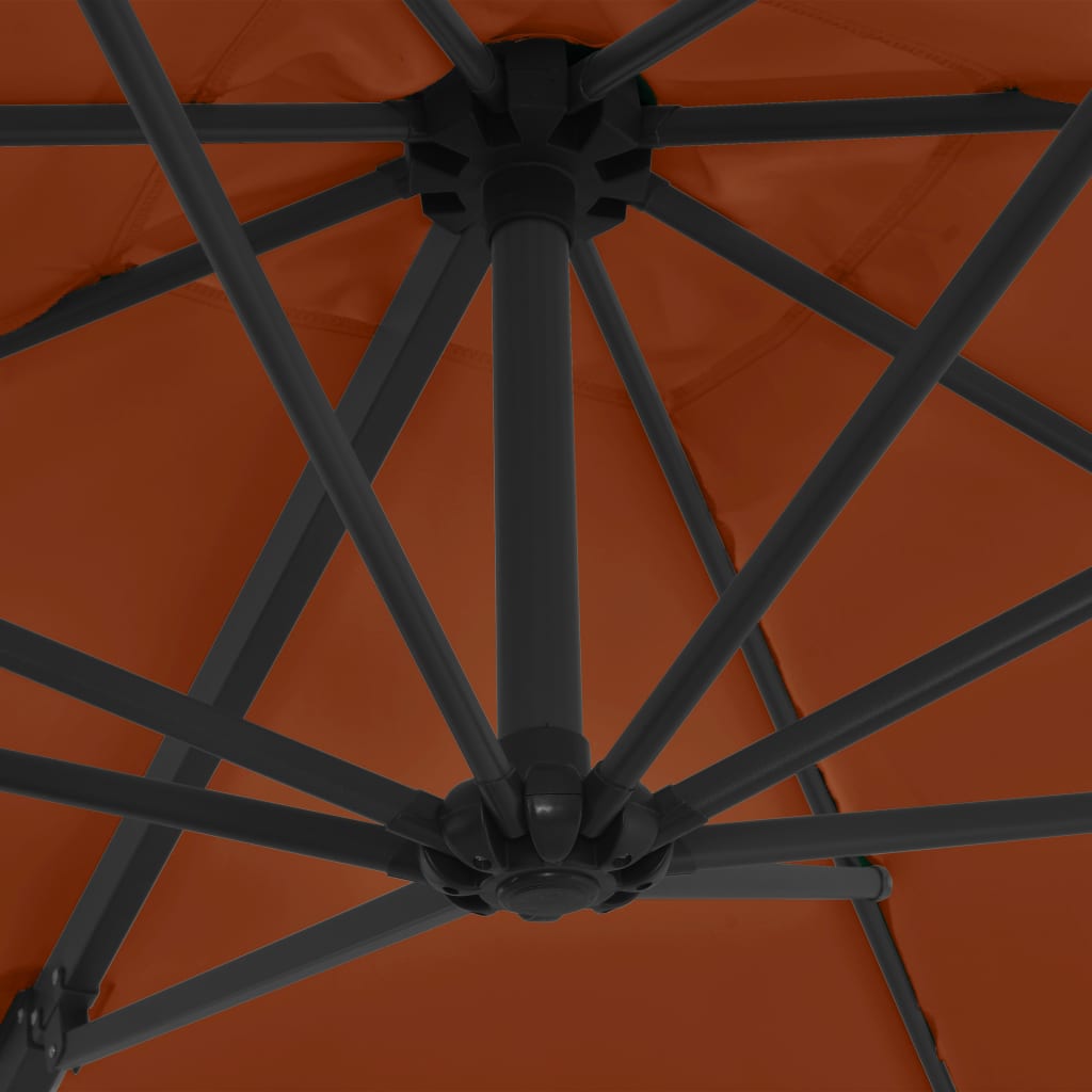 vidaXL Guarda-sol cantilever com poste de aço 250x250 cm terracota