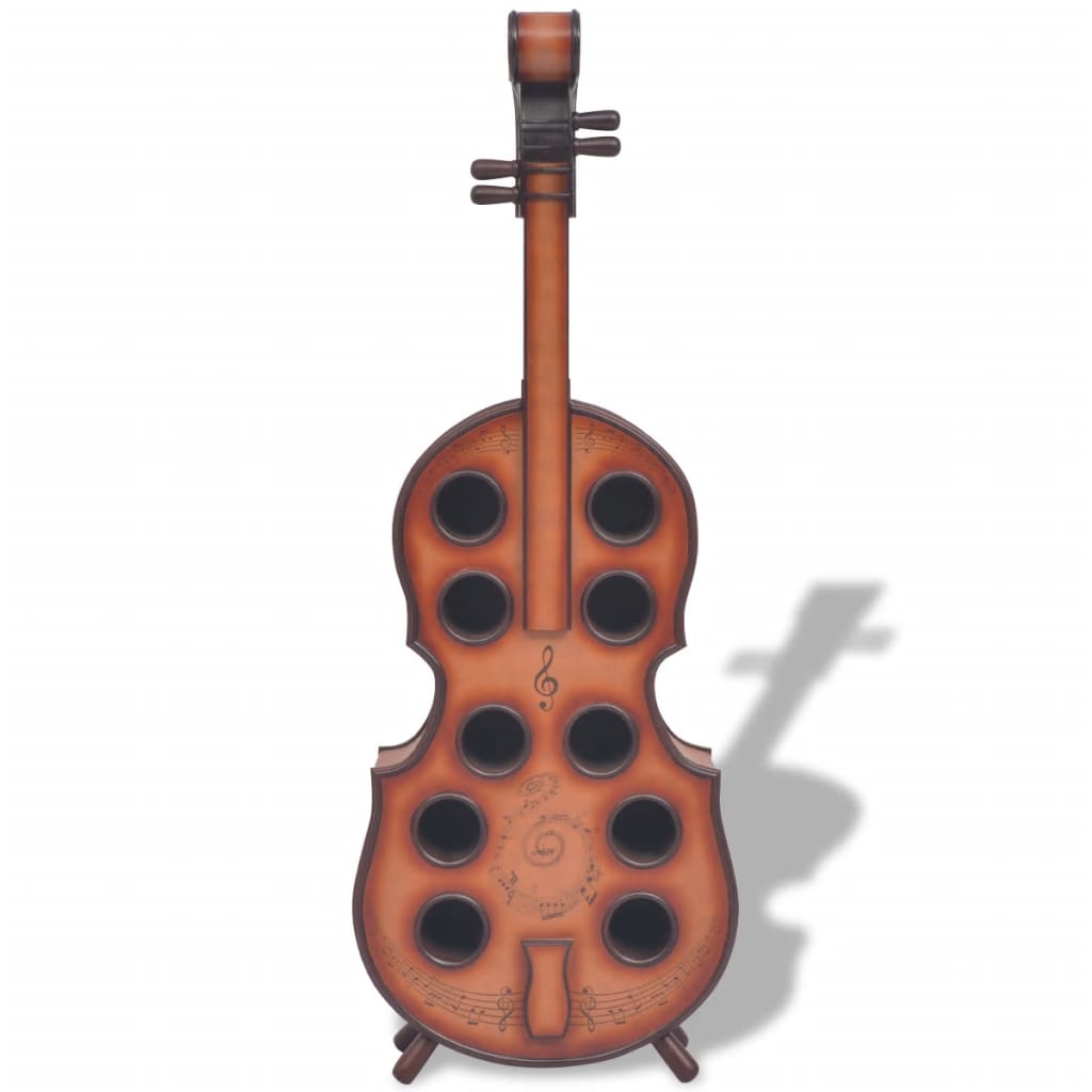 vidaXL Garrafeira em forma de violino 10 garrafas castanho