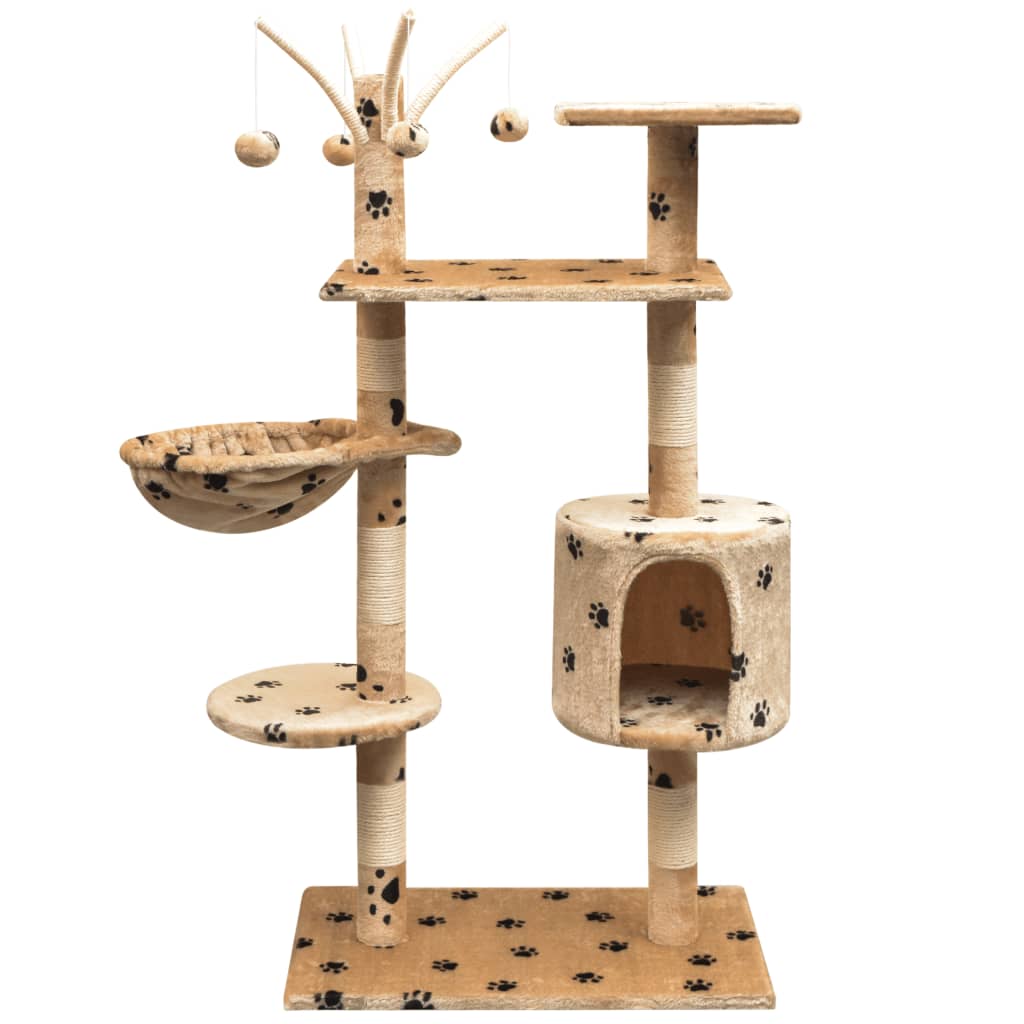 vidaXL Árvore para gatos c/ postes arranhadores sisal 125 cm bege