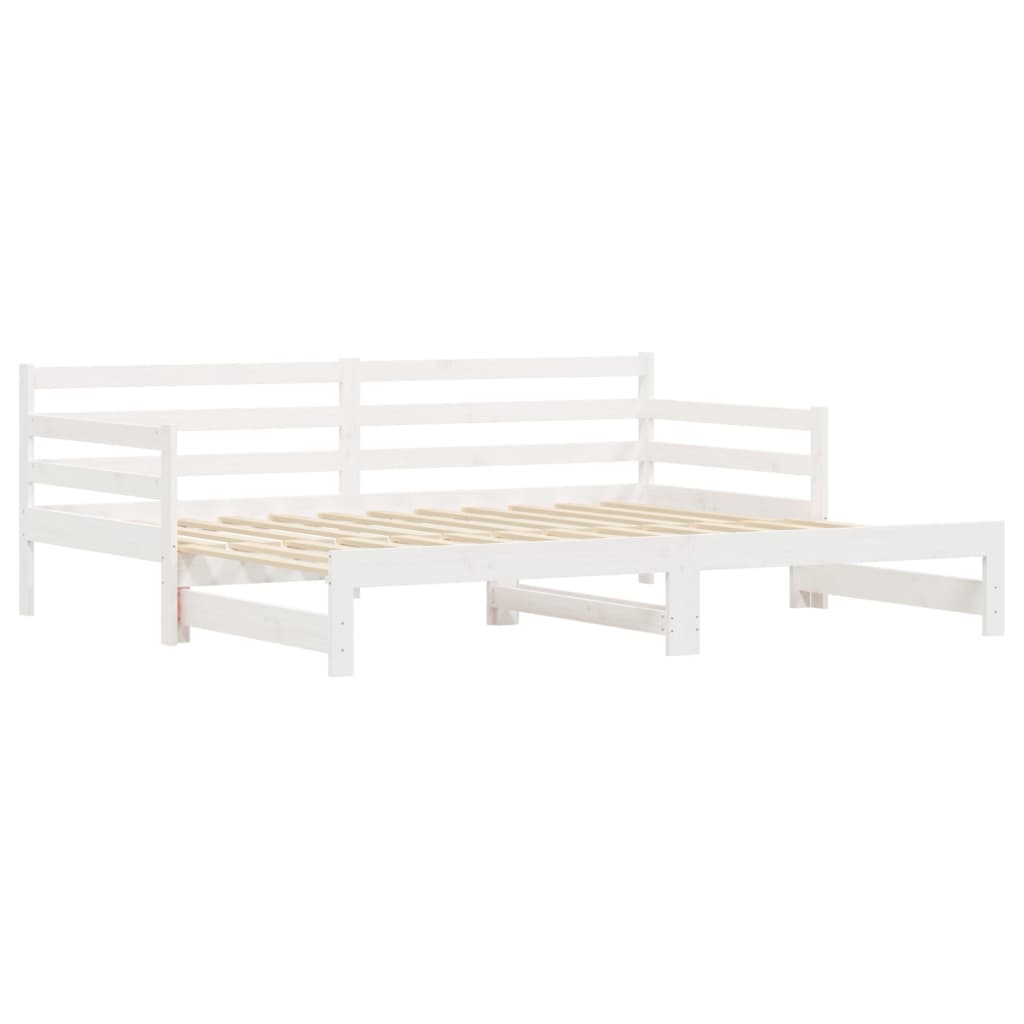 vidaXL Sofá-cama com gavetão 90x200 cm madeira de pinho maciça branco
