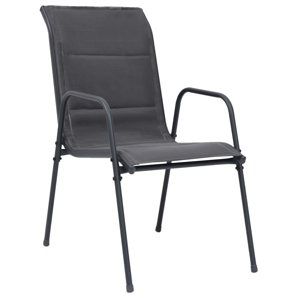 vidaXL Cadeiras de jardim empilháveis 4 pcs aço e textilene antracite