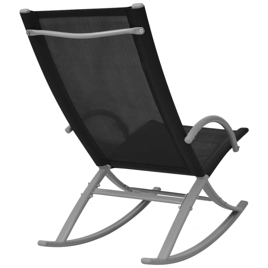 vidaXL Cadeiras de baloiço jardim 2 pcs aço e textilene preto