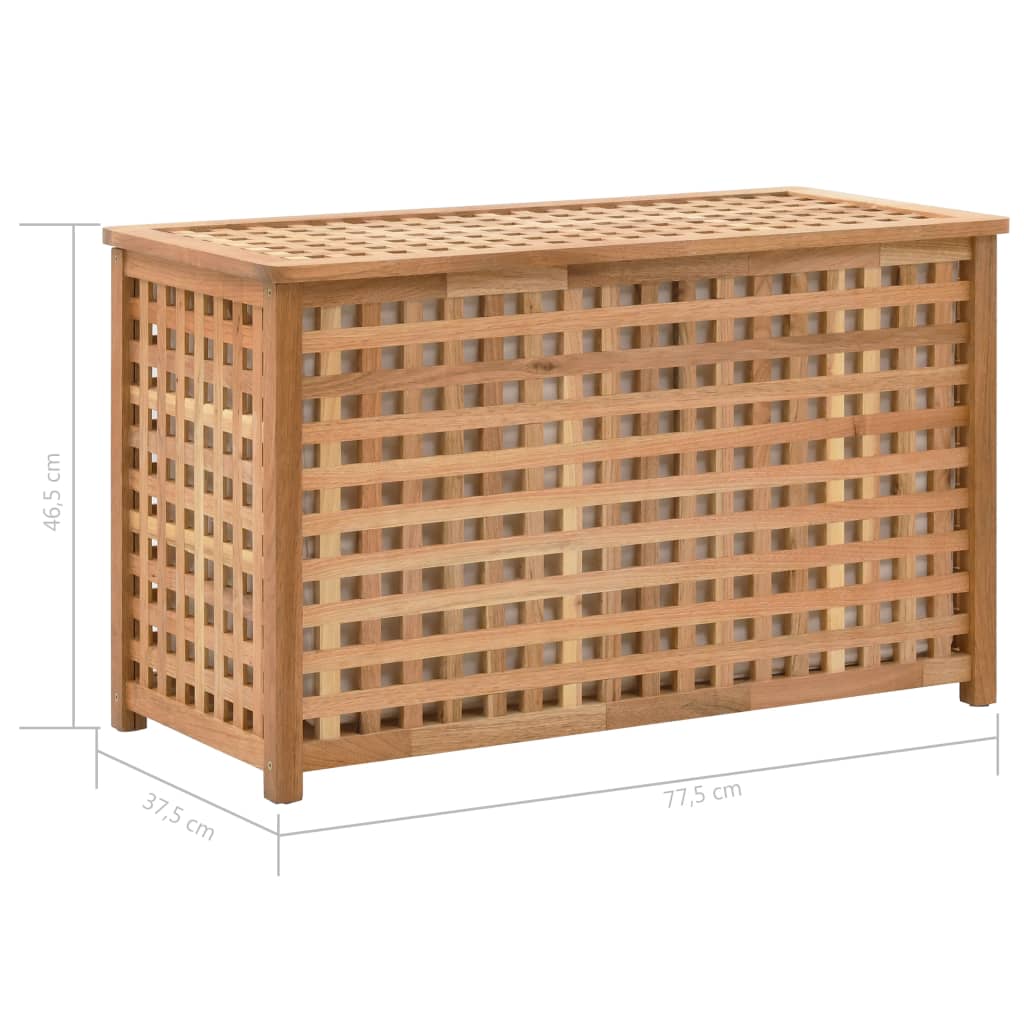 vidaXL Arca p/ roupa suja 77,5x37,5x46,5 cm madeira nogueira maciça