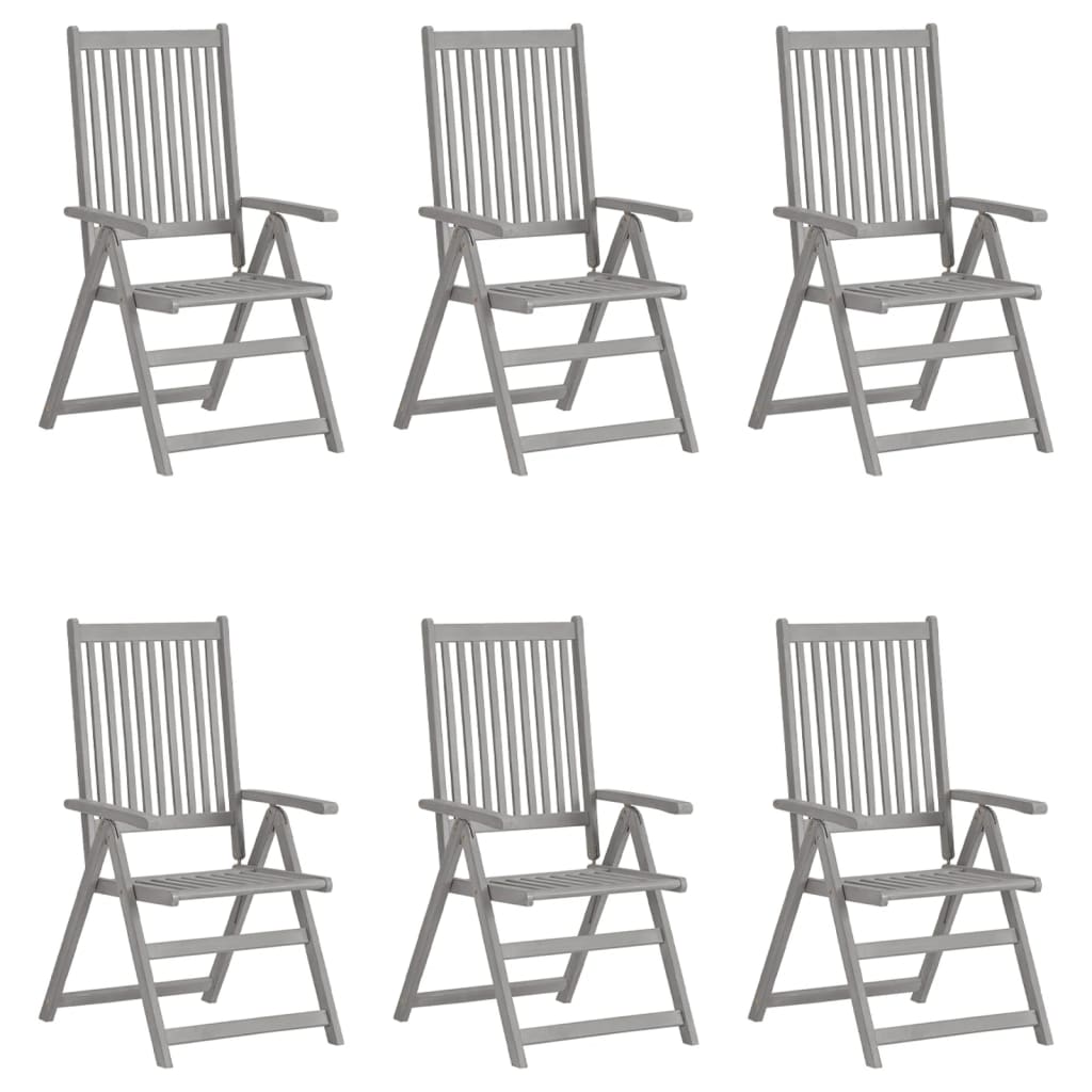 vidaXL Cadeiras jardim reclináveis c/ almofadões 6 pcs acácia maciça