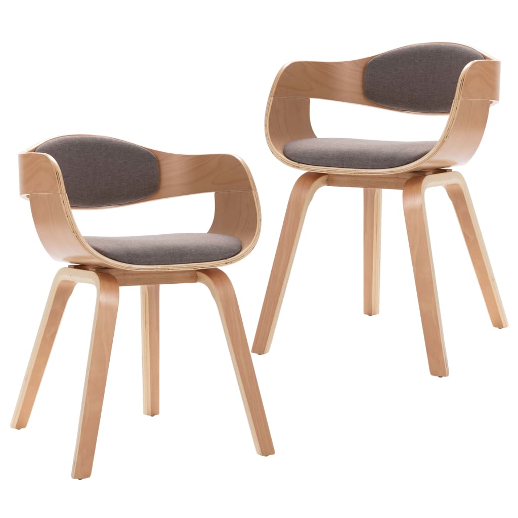 vidaXL Cadeiras jantar 2pcs madeira curvada e tecido cinza-acastanhado