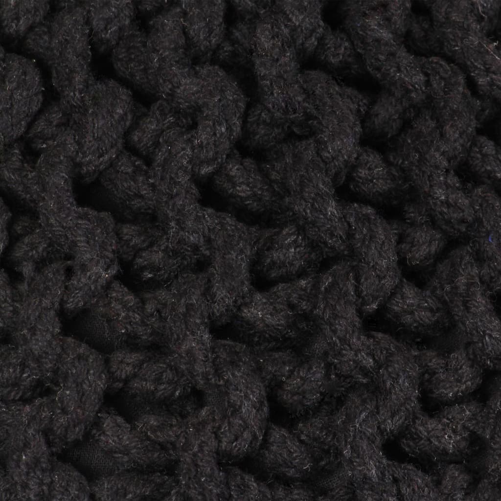 vidaXL Pufe tricotado à mão algodão 50x35 cm preto