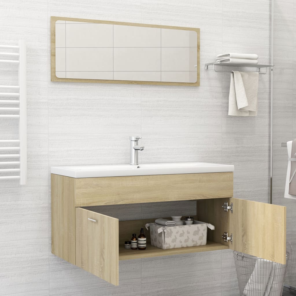 vidaXL Conjunto móveis casa de banho contraplacado cor carvalho sonoma