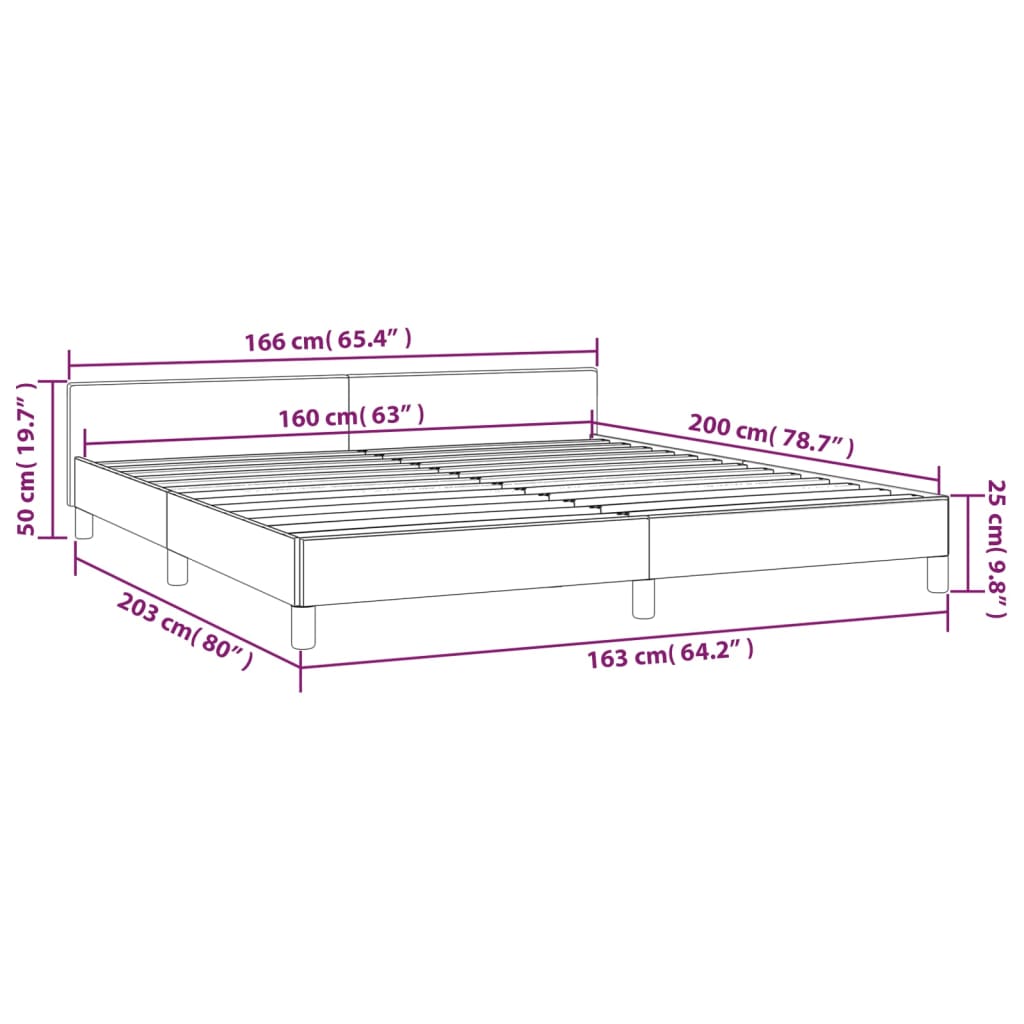vidaXL Estrutura de cama 160x200 cm tecido cinzento-claro