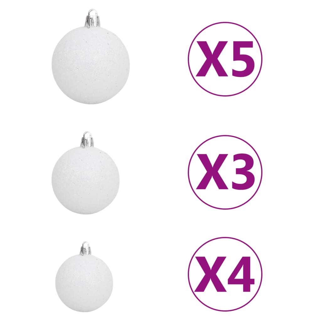 vidaXL Árvore Natal artificial pré-iluminada c/ bolas 180 cm branco